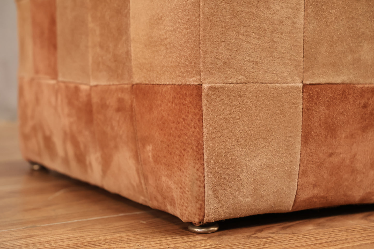 Patchwork Suede Cube Pouf