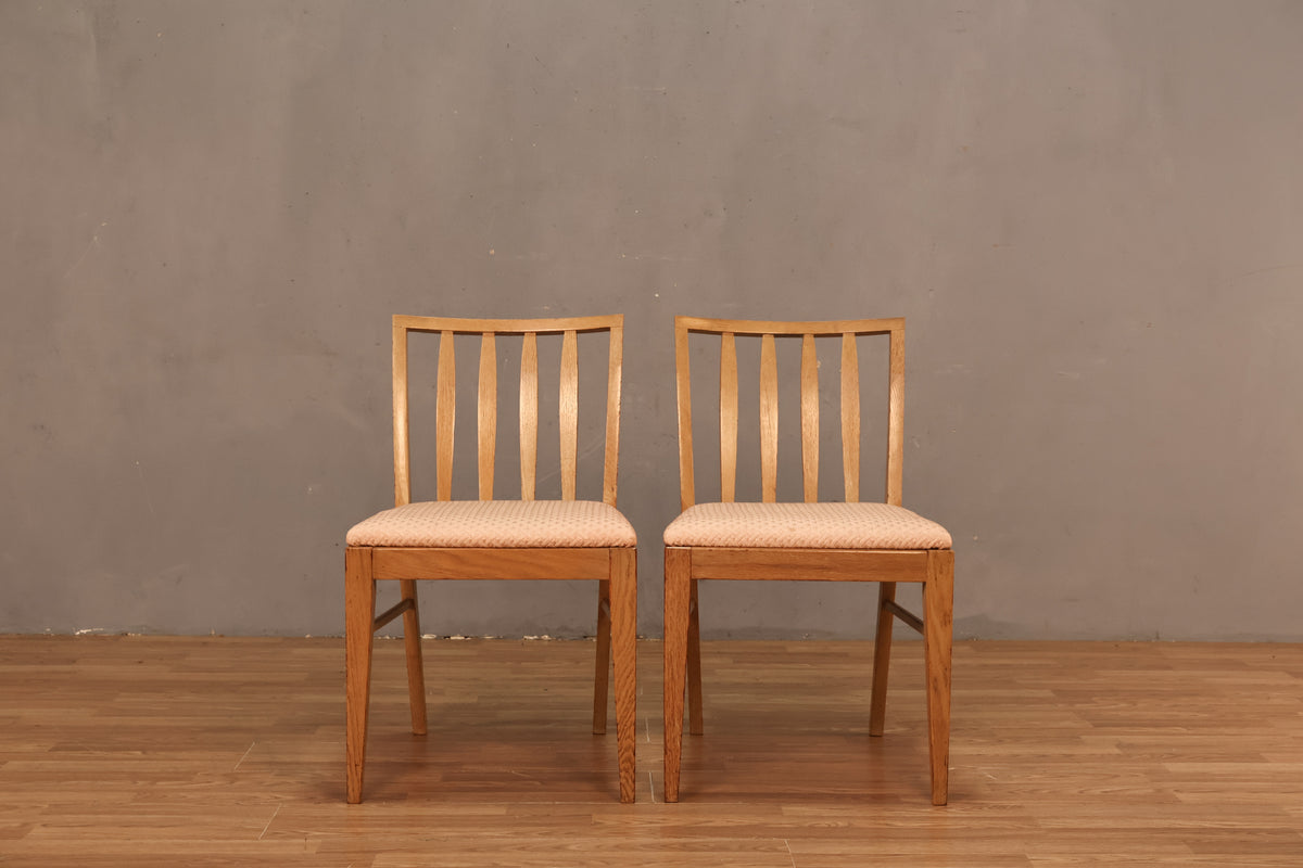 Mid Century Blonde & Pale Pink Side Chair