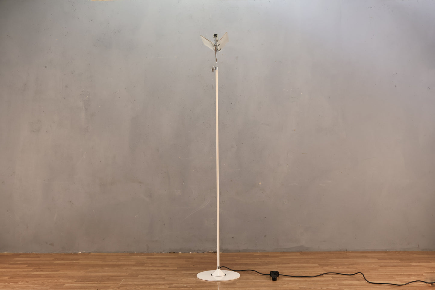 Italian White & Ribbed Glass Floor Lamp
