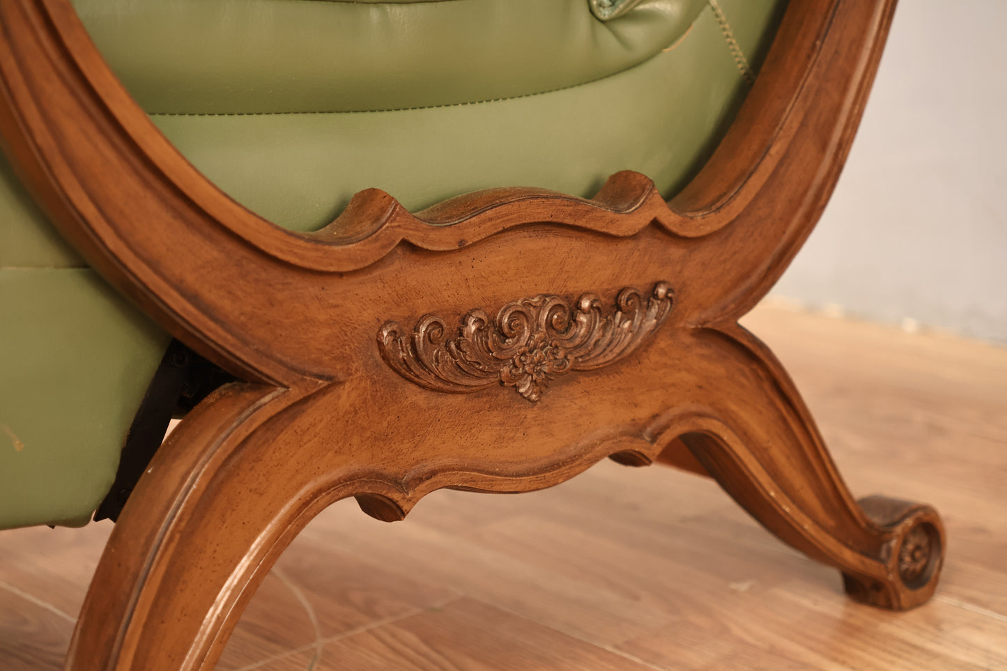 Mid Century Olive Vinyl Recliner - ONLINE ONLY