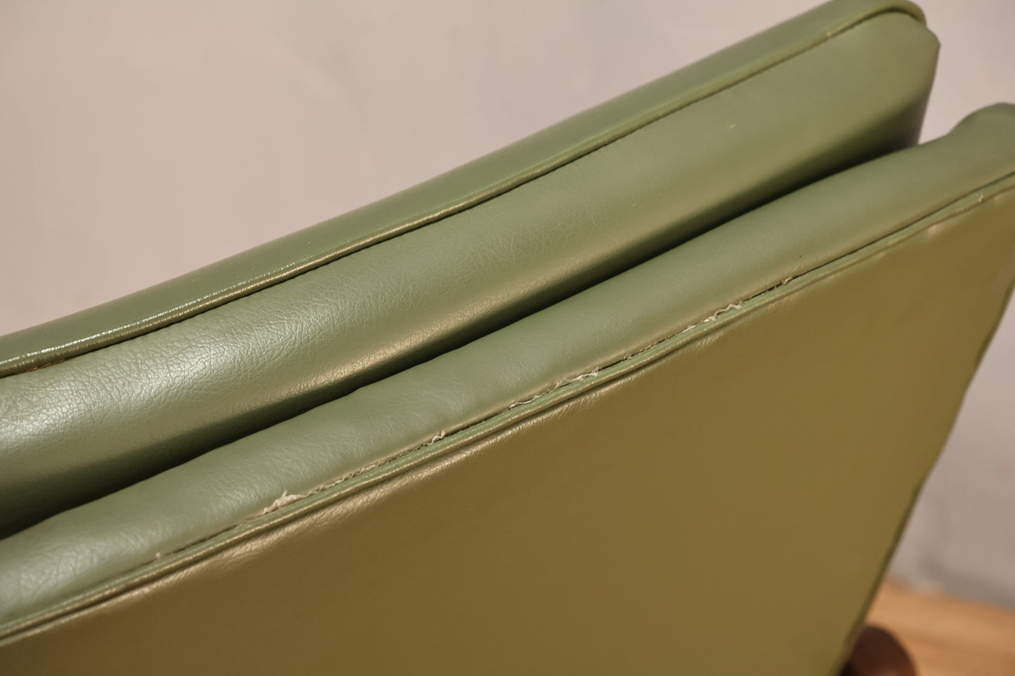 Mid Century Olive Vinyl Recliner - ONLINE ONLY