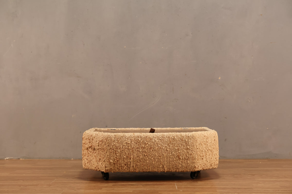 Low Woven Oatmeal Flip-Top End Table