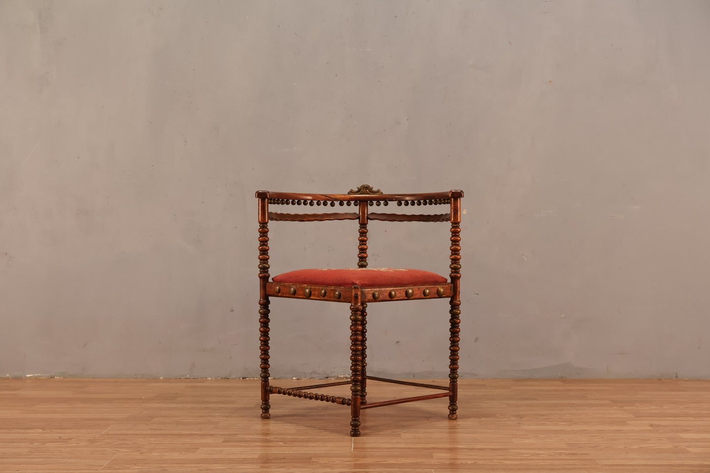 Antique Bobbin & Needlepoint Corner Chair
