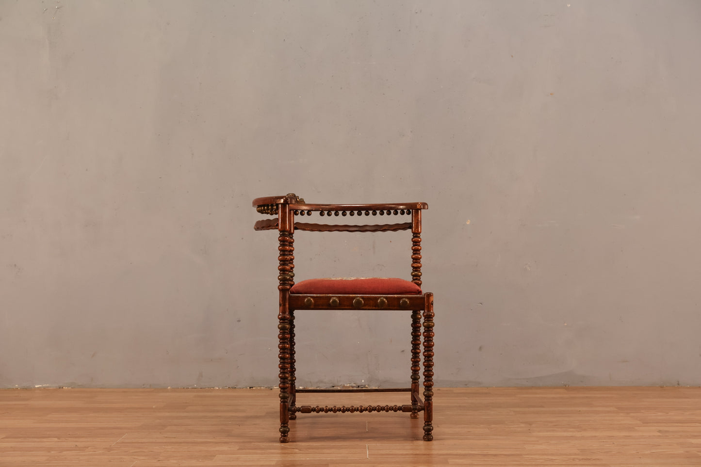 Antique Bobbin & Needlepoint Corner Chair