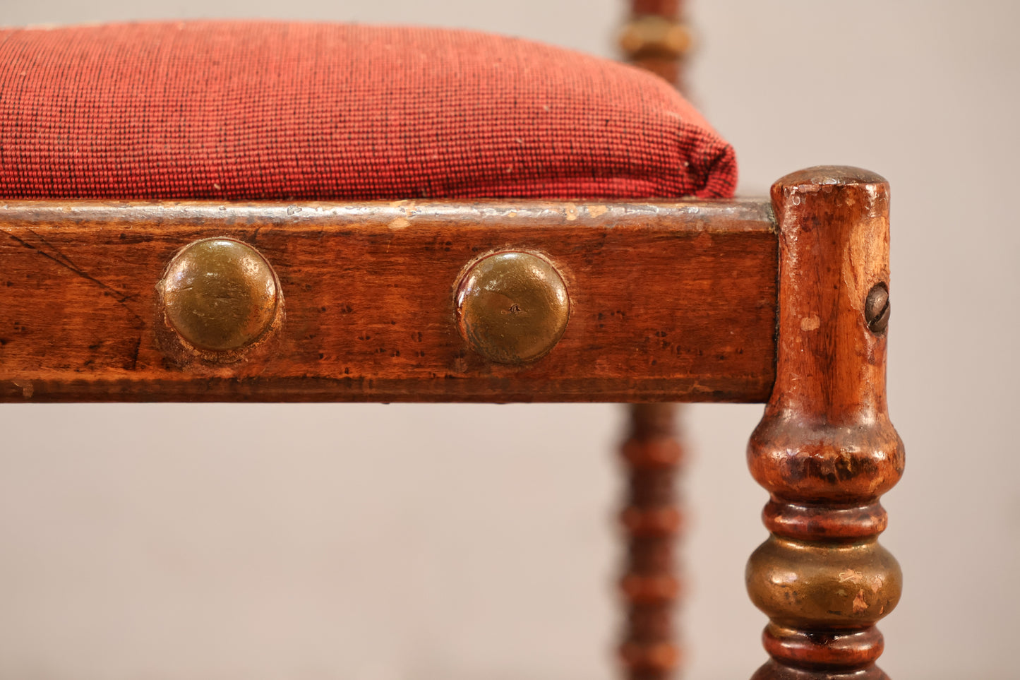 Antique Bobbin & Needlepoint Corner Chair
