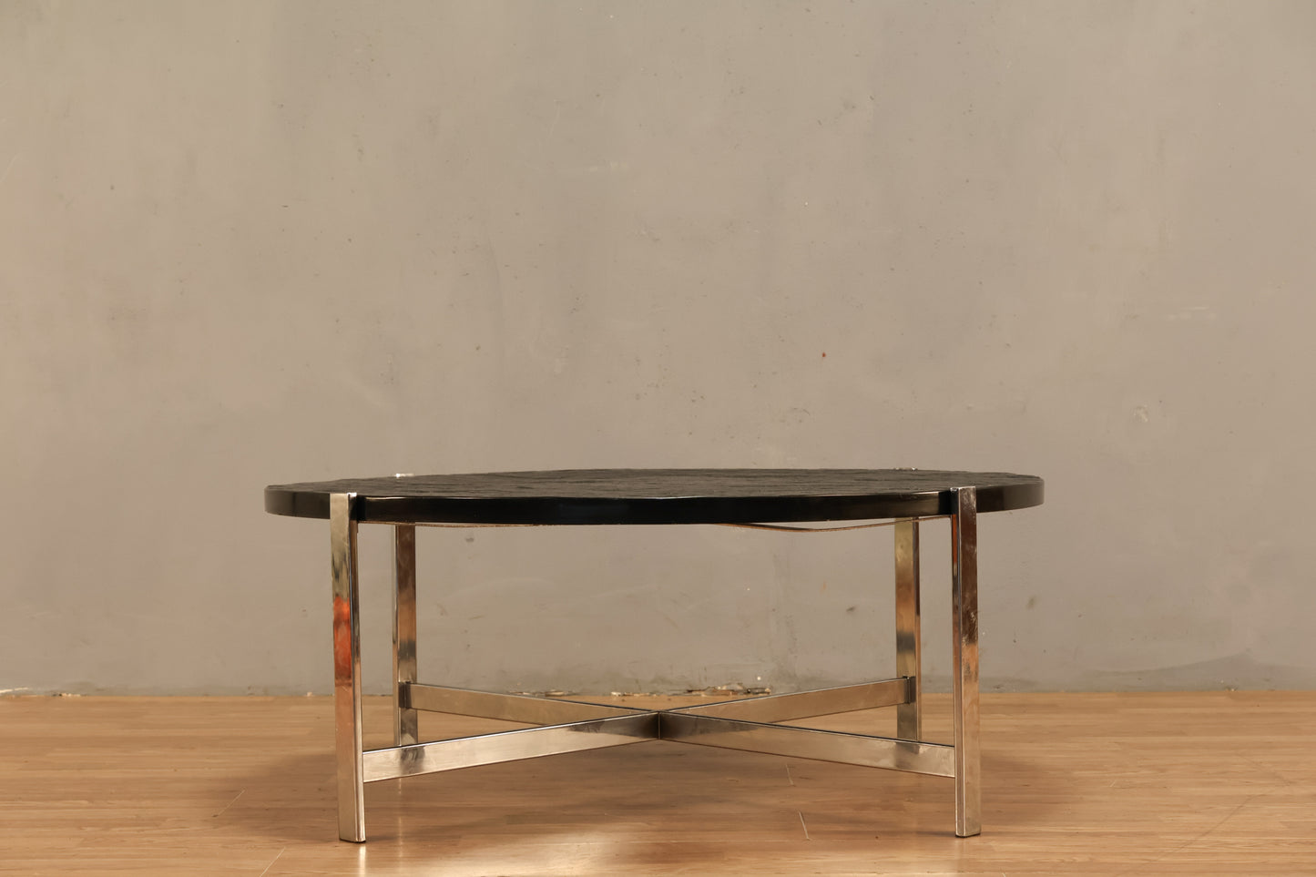 Round Slate & Chrome Coffee Table - ONLINE ONLY