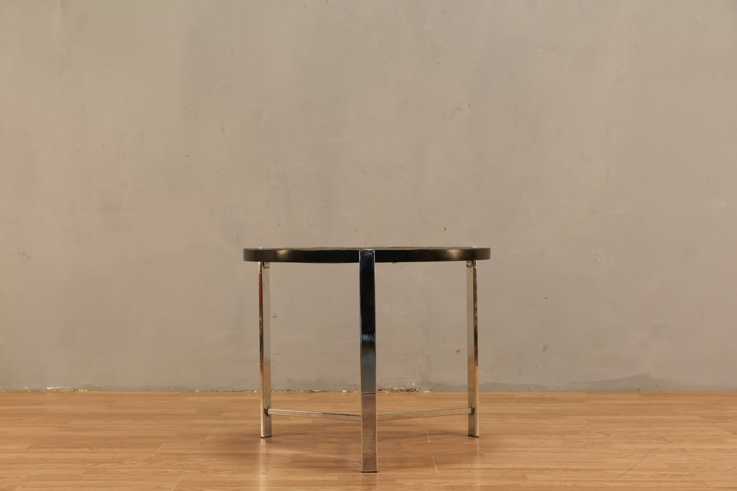 Round Slate & Chrome Side Table
