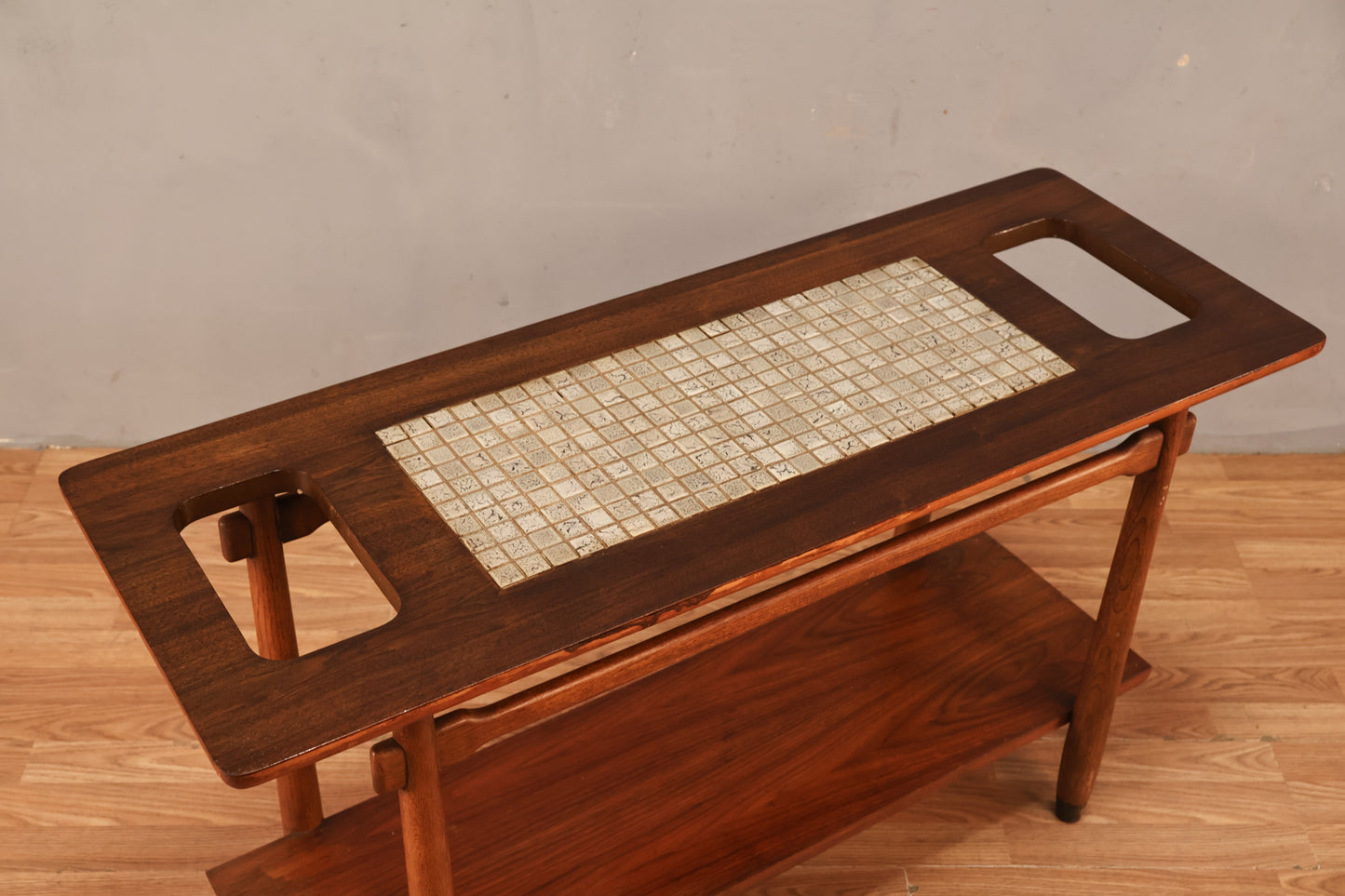 Lane "Monte Carlo" Walnut & Tile Console Table - ONLINE ONLY