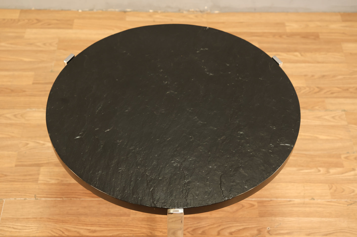 Round Slate & Chrome Side Table
