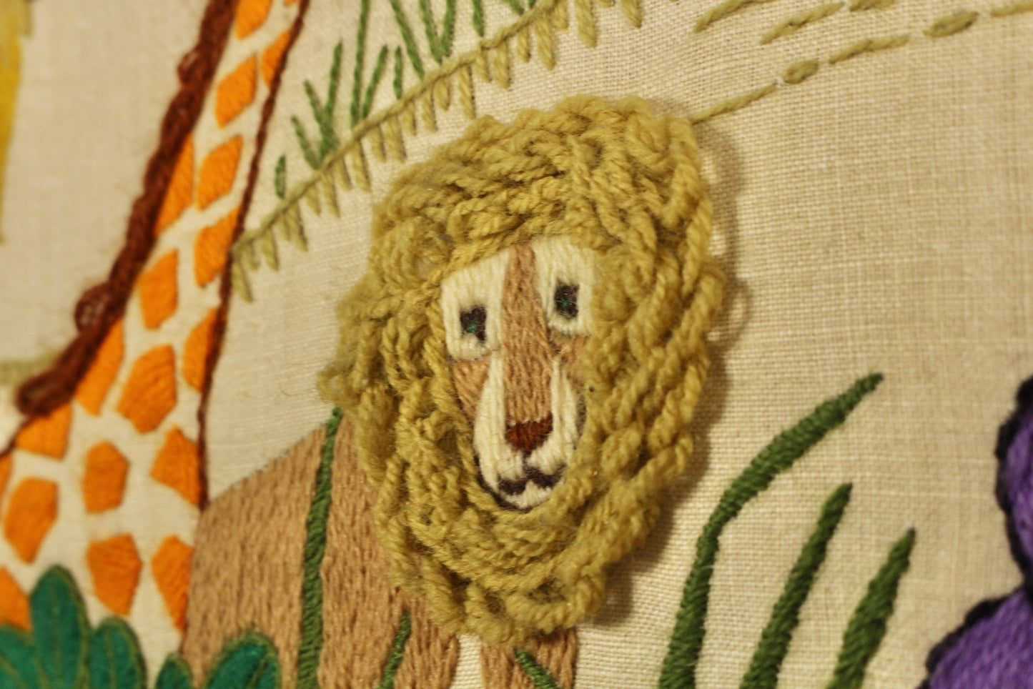 "Jungle Harmony" 1970s Needlepoint