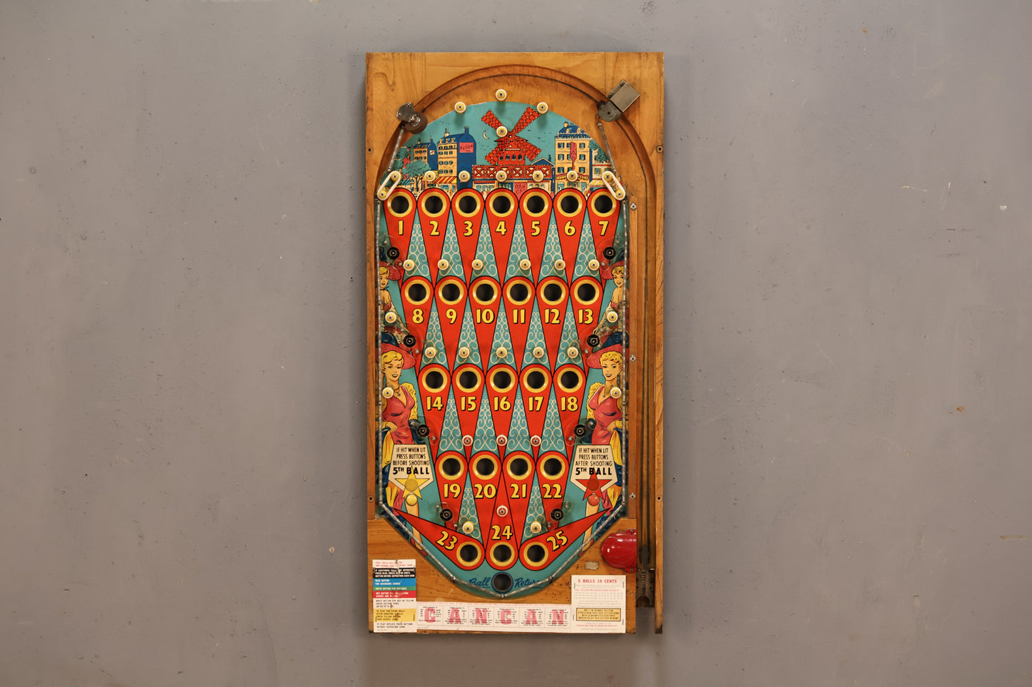 1960s "Can Can" Reclaimed Pinball Art