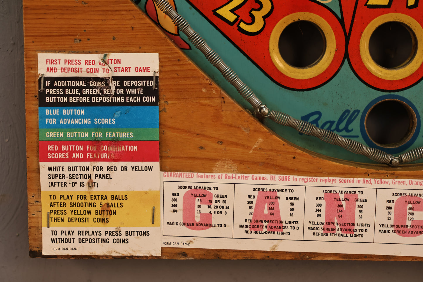 1960s "Can Can" Reclaimed Pinball Art