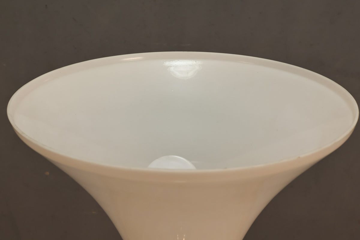 Brass & White Plastic Torchiere Floor Lamp