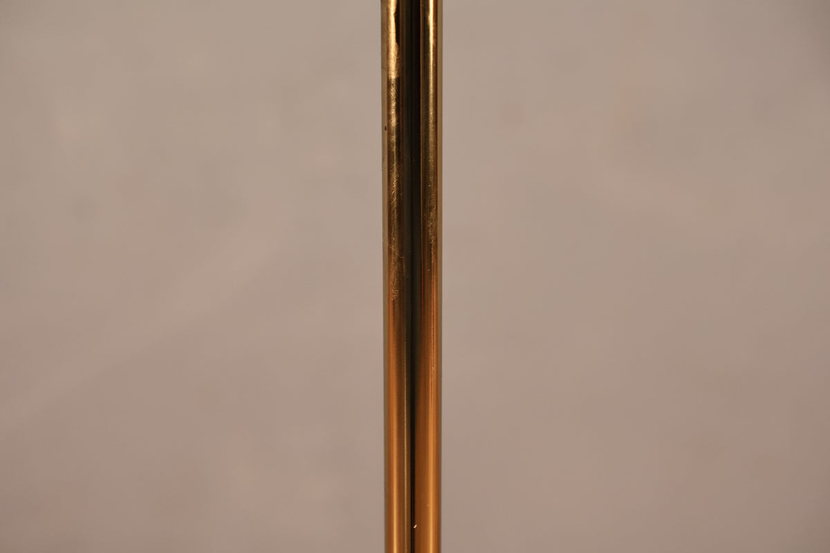 Brass & White Plastic Torchiere Floor Lamp