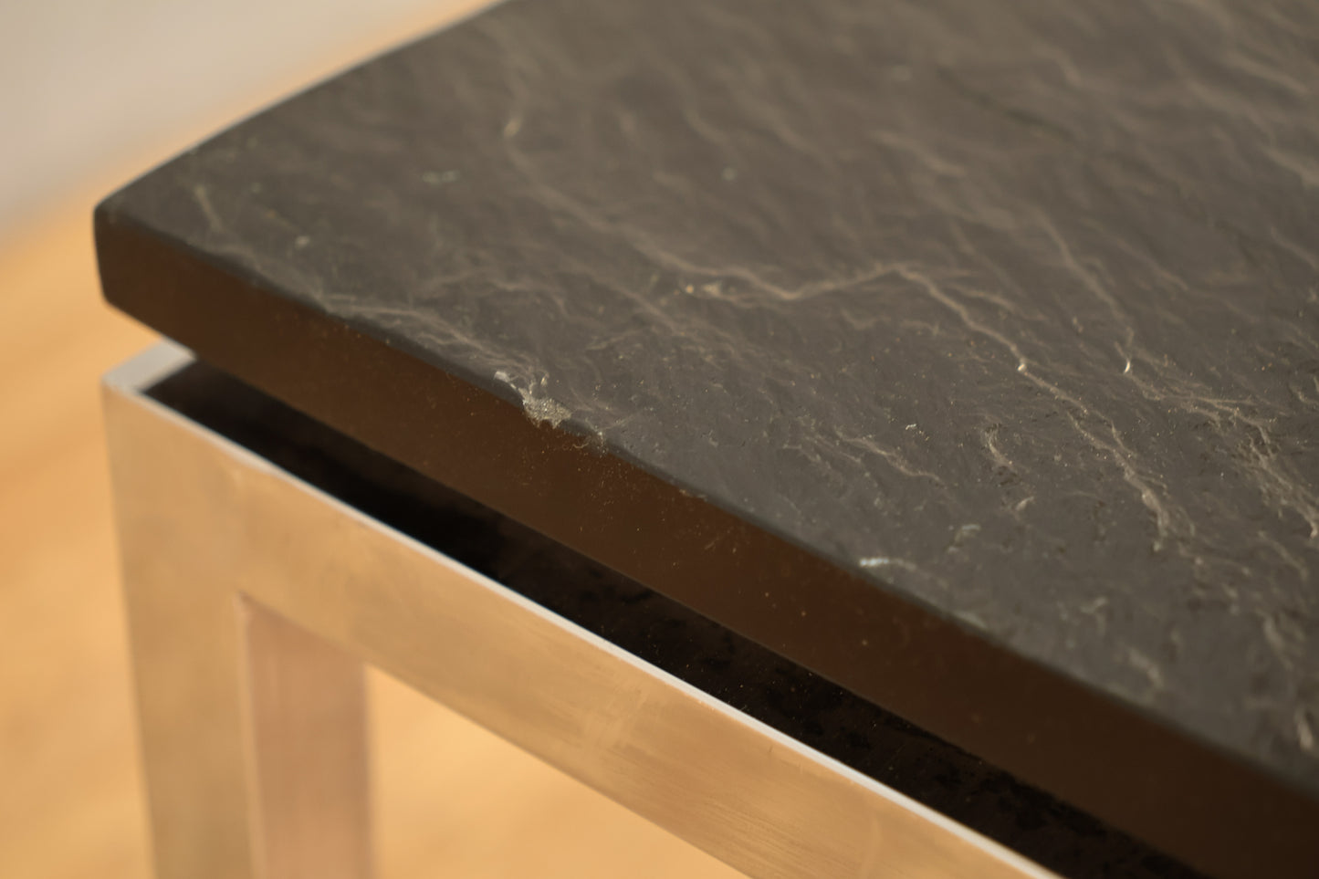 Square Slate & Chrome Side Table - ONLINE ONLY