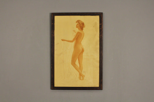 "Before the Bath" Antique Lithograph