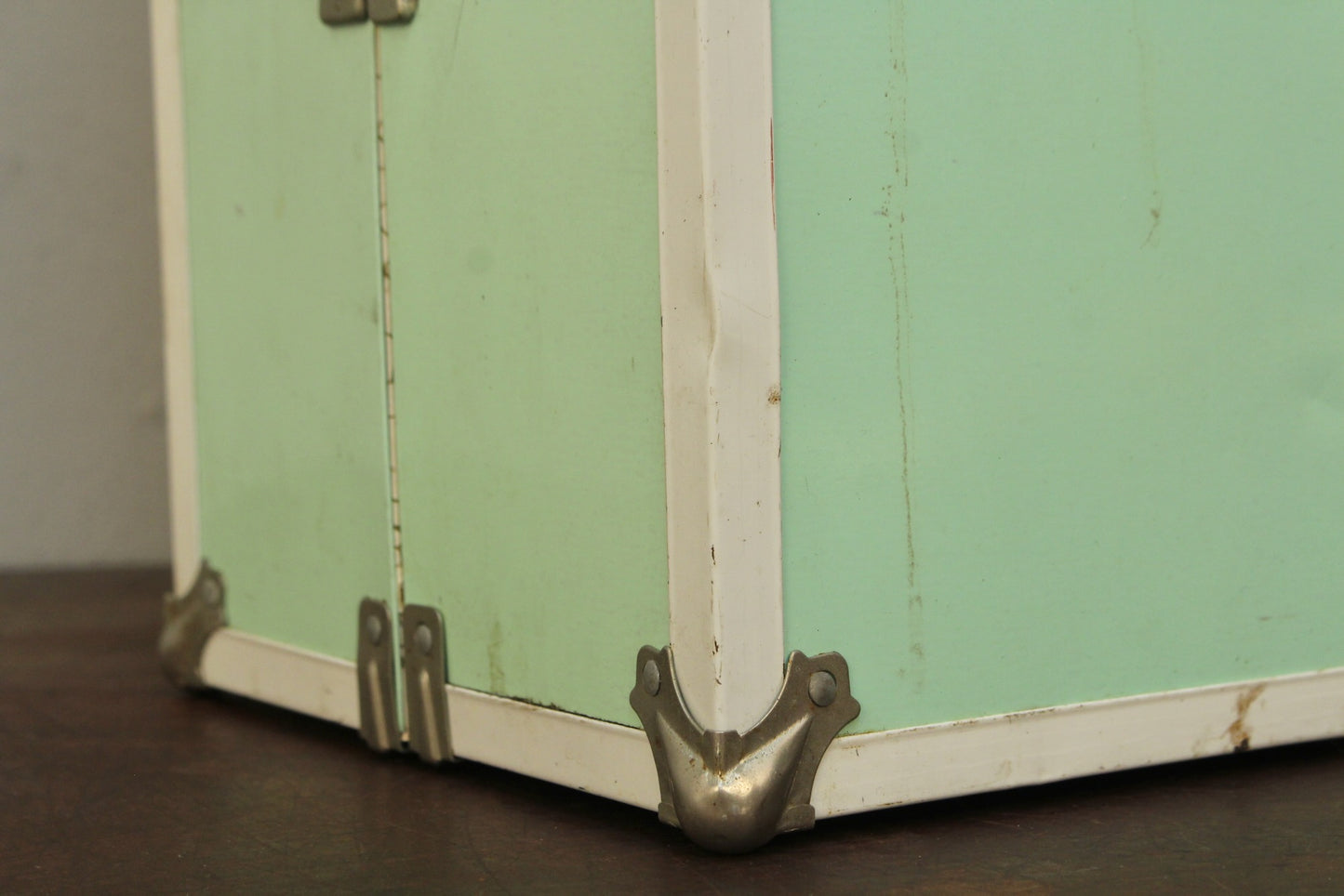 1950s Seafoam Metal Doll Trunk