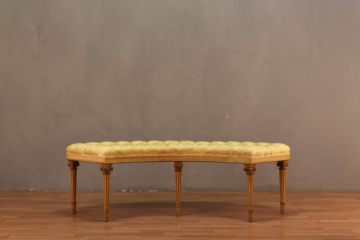 Large Regal Tufted Gold Demilune Bench - ONLINE ONLY