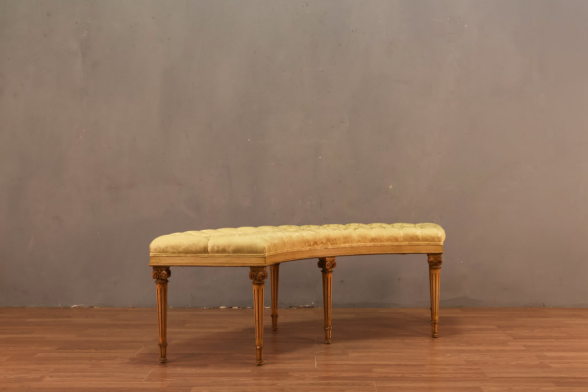 Large Regal Tufted Gold Demilune Bench - ONLINE ONLY