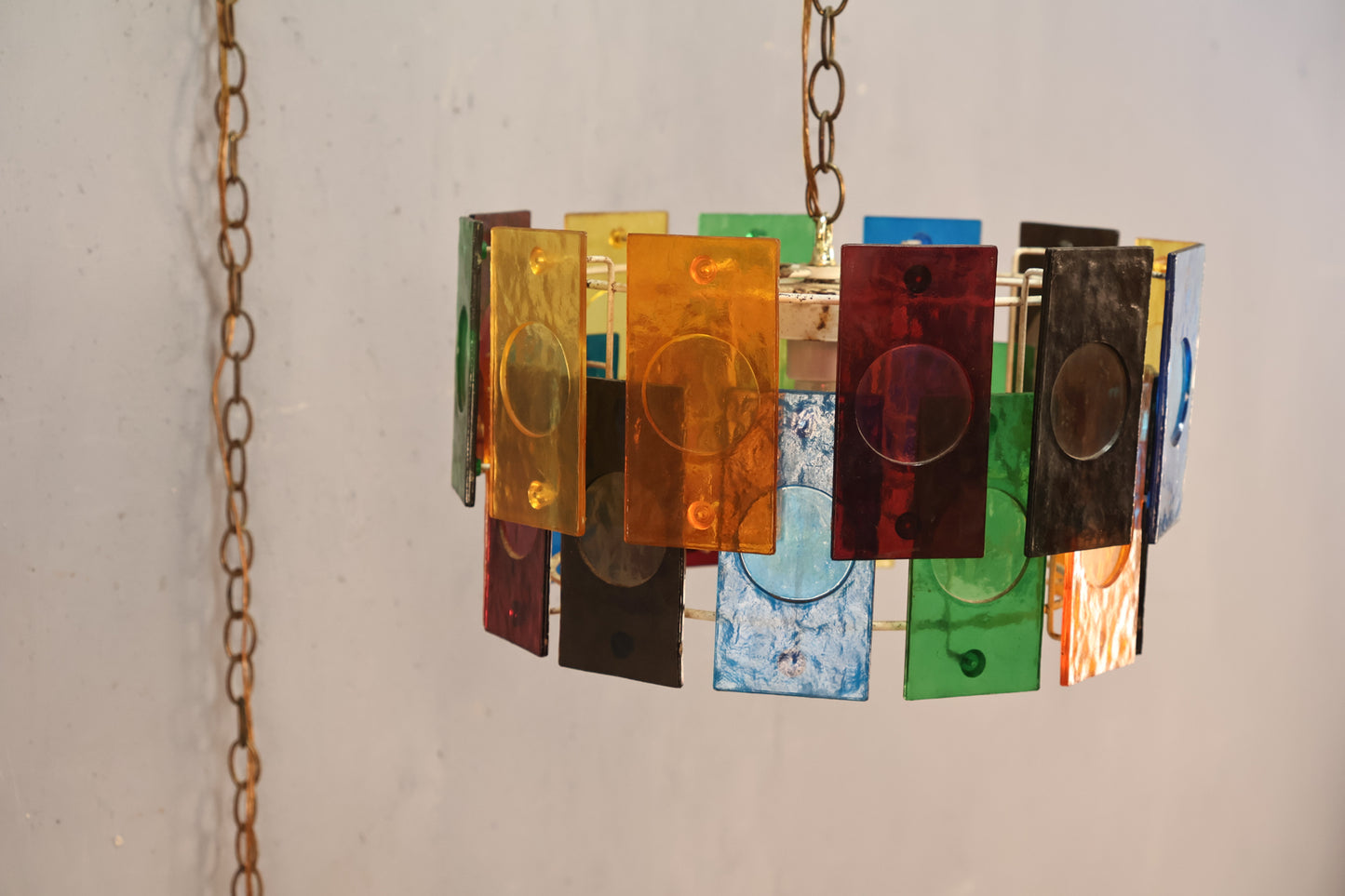Mid Century Rainbow Acrylic Swag Lamp