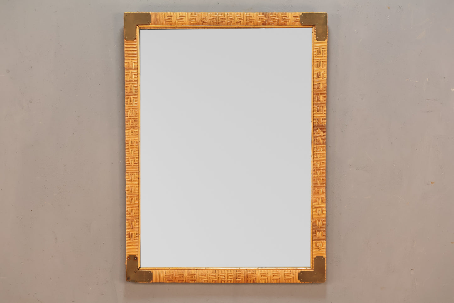 Rattan & Brass Mirror