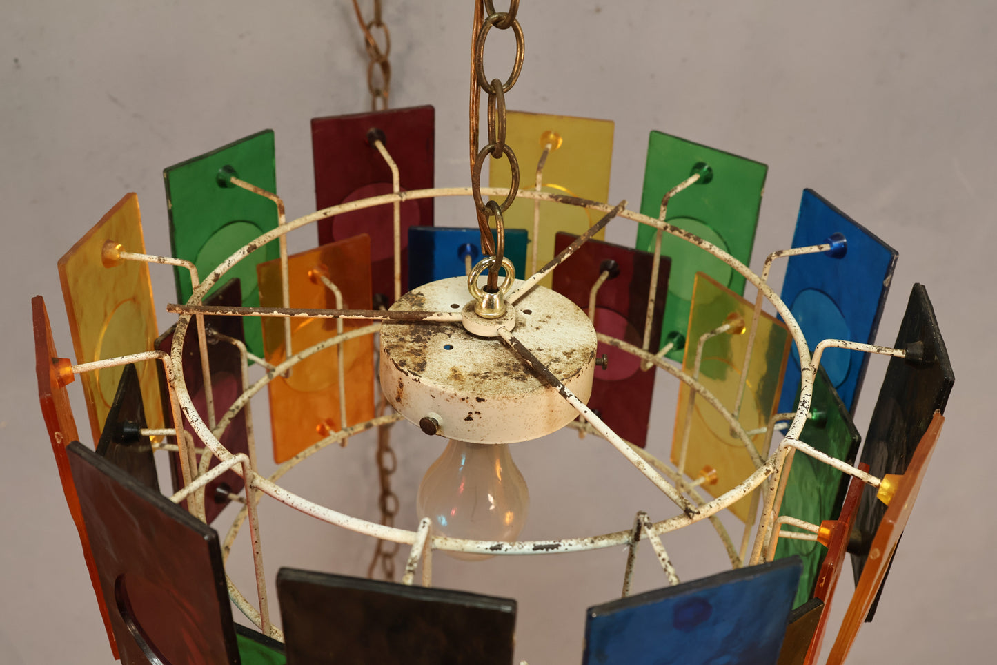 Mid Century Rainbow Acrylic Swag Lamp
