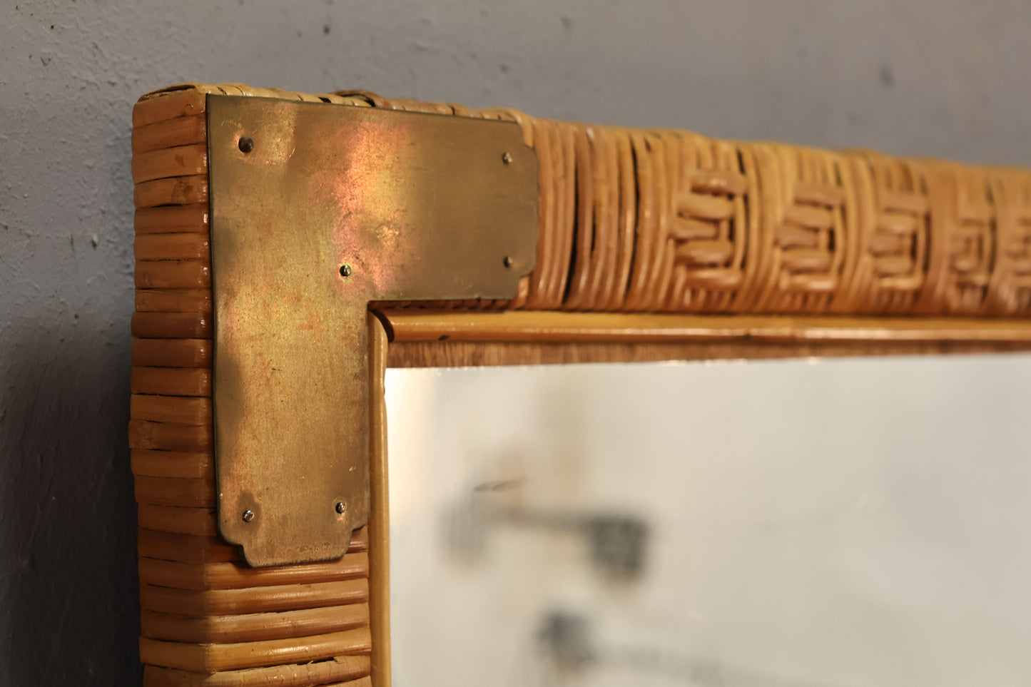 Rattan & Brass Mirror
