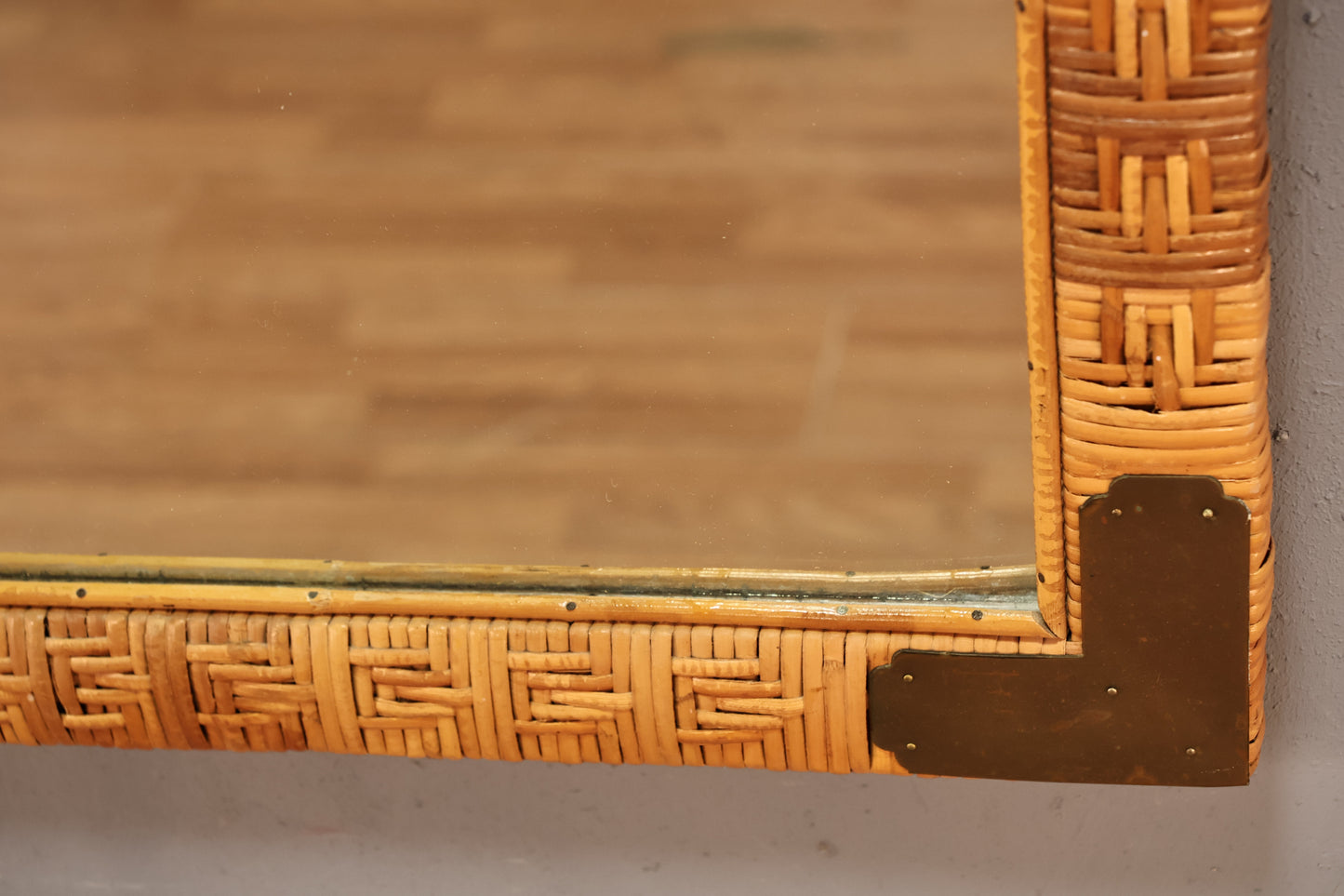 Rattan & Brass Mirror