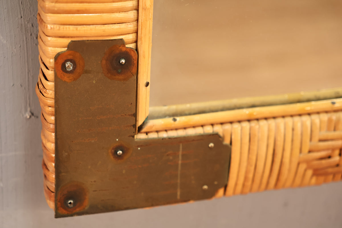 Rattan & Brass Mirror