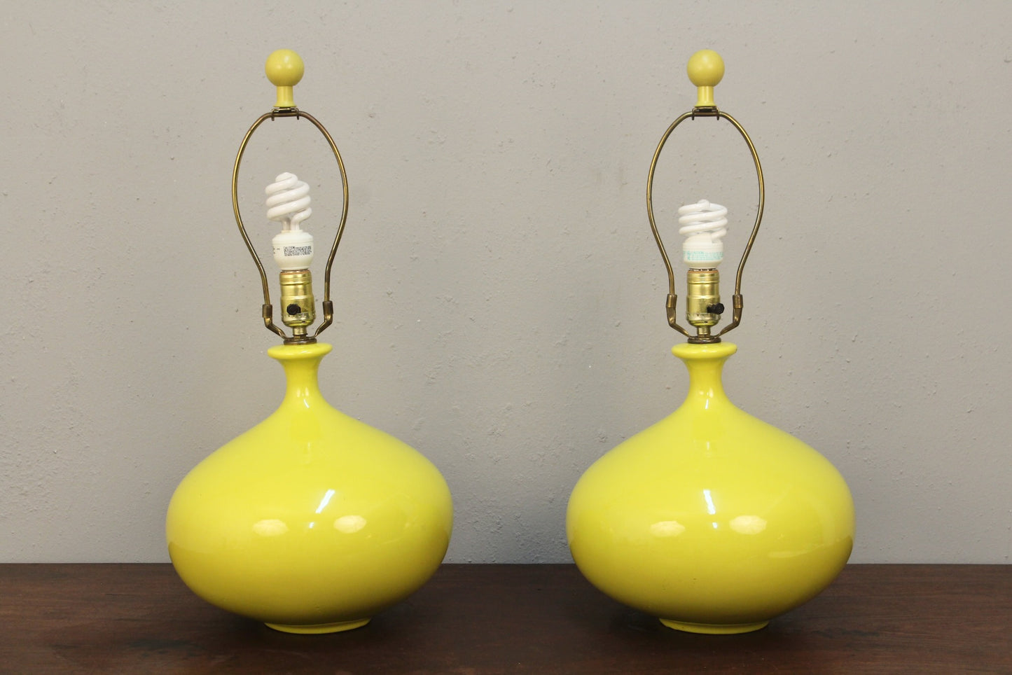 Pair of Chartreuse Ceramic Table Lamps