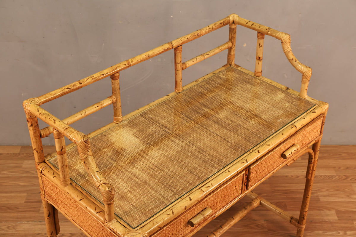 Bamboo & Glass 2-Drawer Desk - ONLINE ONLY
