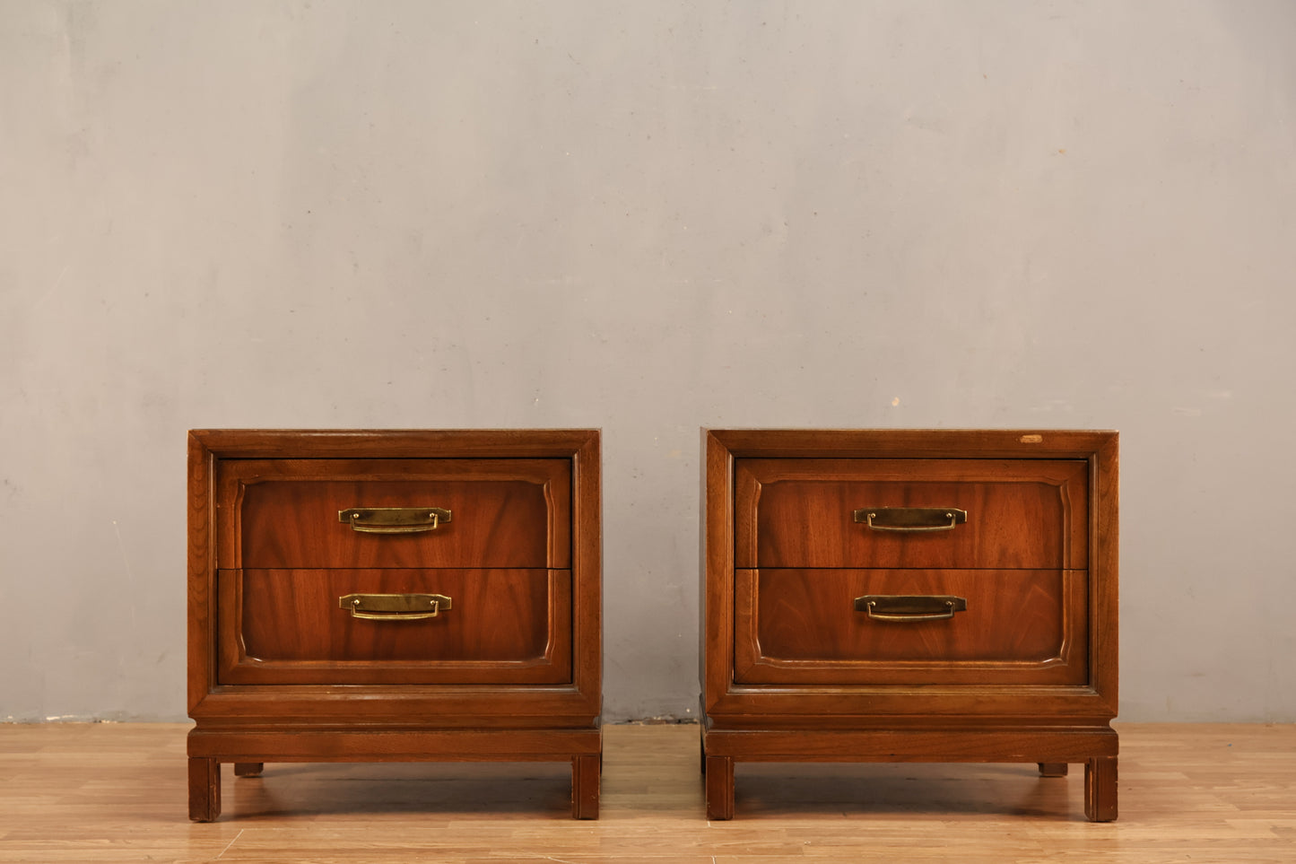 Mid Century Paneled 2-Drawer Nightstand