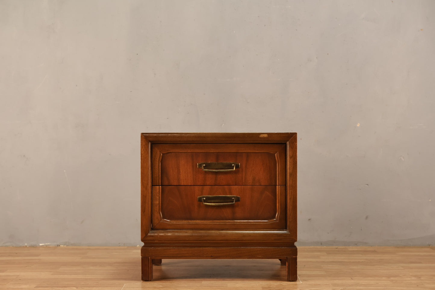 Mid Century Paneled 2-Drawer Nightstand