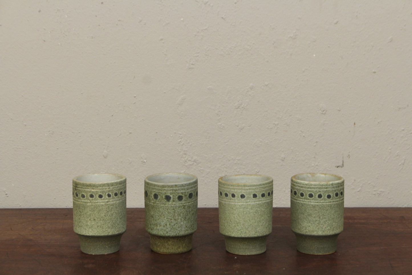 Set of 4 Italian Celadon Dot Cups