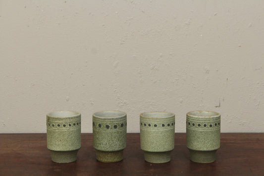 Set of 4 Italian Celadon Dot Cups