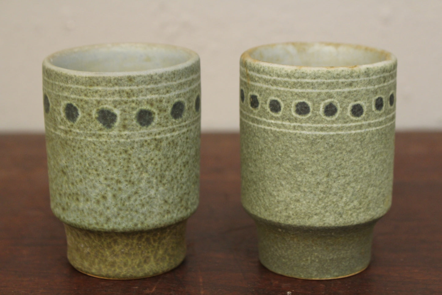 Set of 4 Italian Celadon Dot Cups