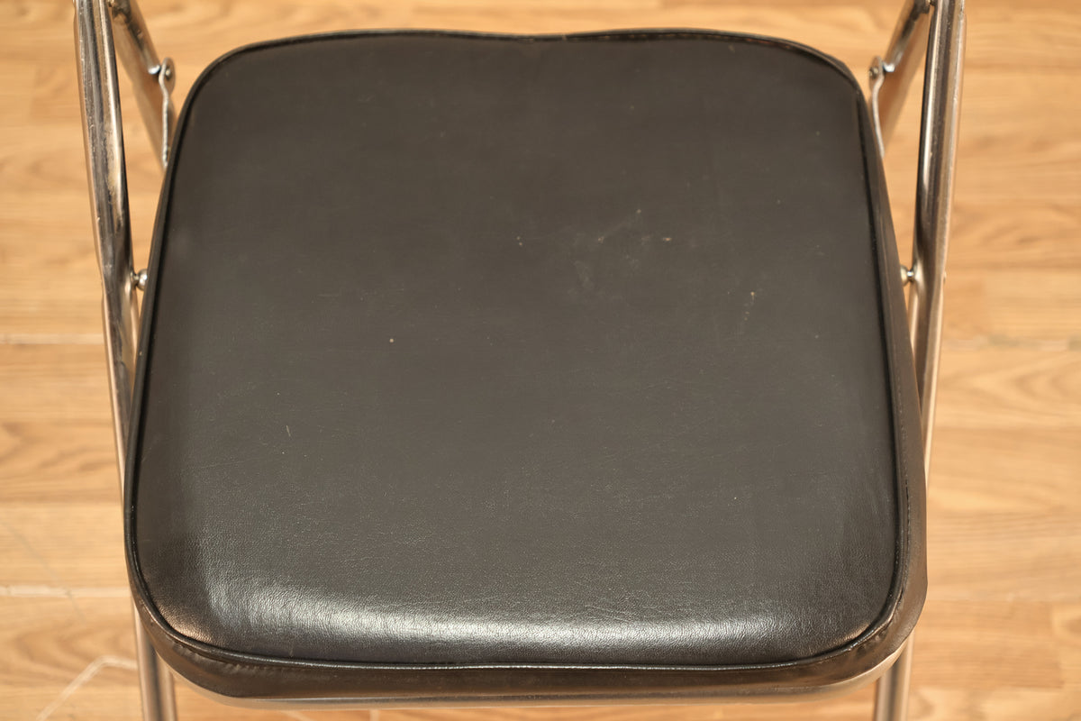 Aluminum & Black Vinyl Folding Chair B - ONLINE ONLY