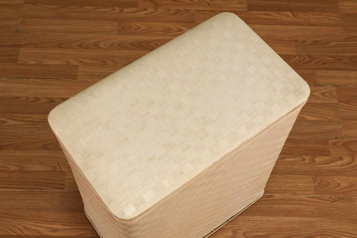 White Vinyl Faux Woven Hamper