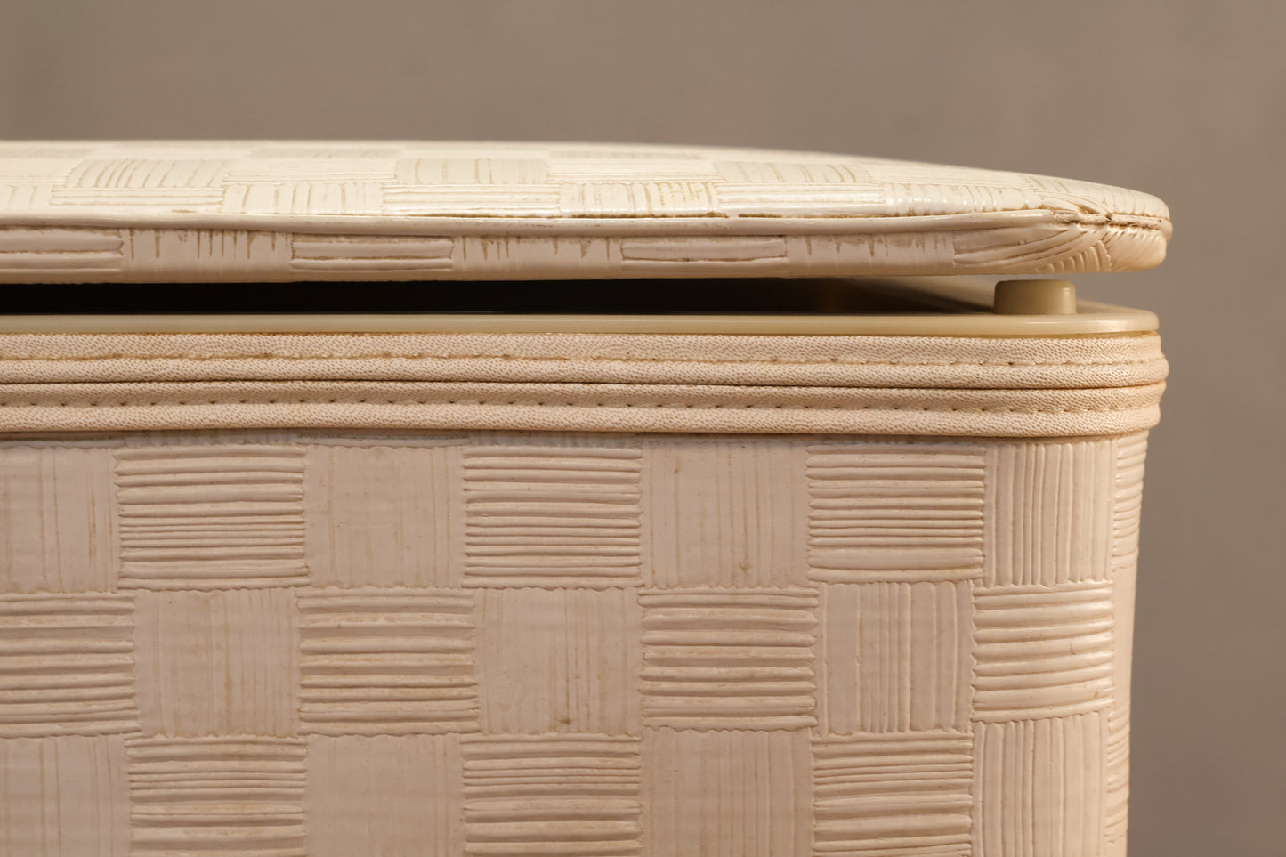 White Vinyl Faux Woven Hamper
