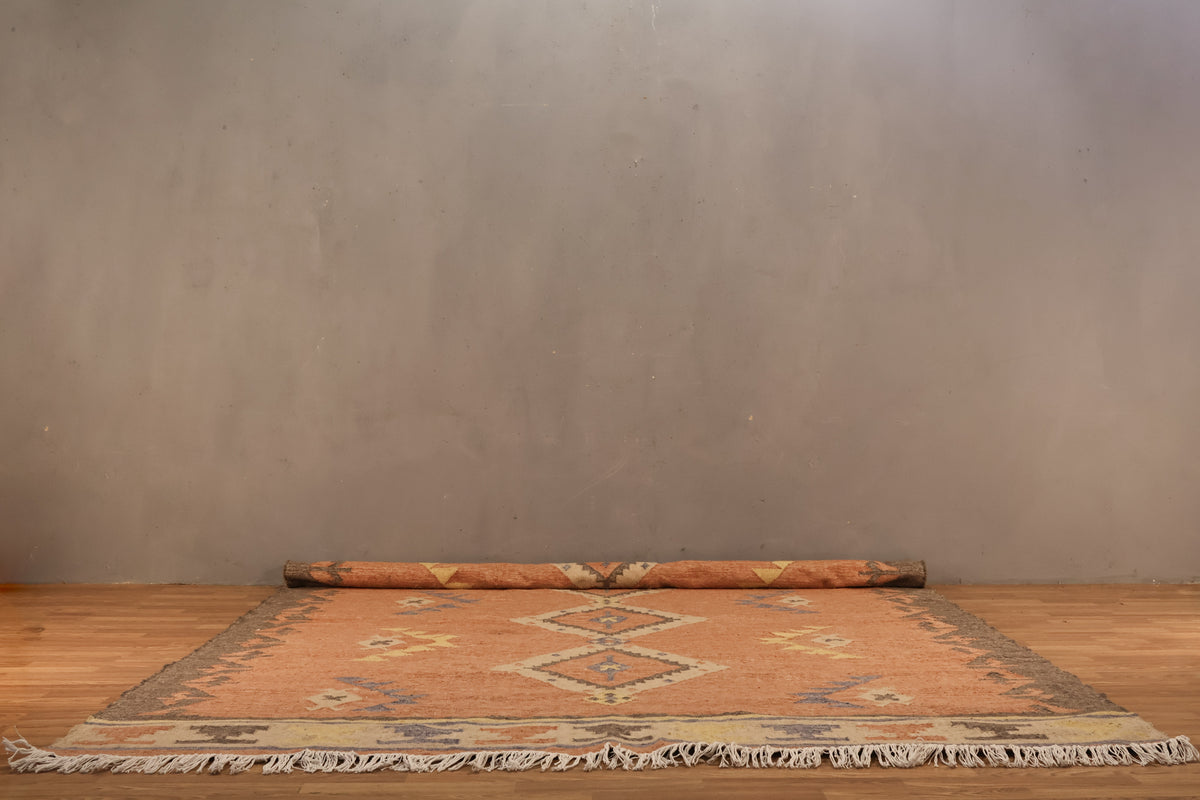 Large Contemporary Geometric Coral Rug - ONLINE ONLY
