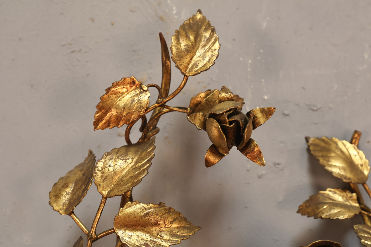 Hollywood Regency Gilt Roses Sconce - ONLINE ONLY