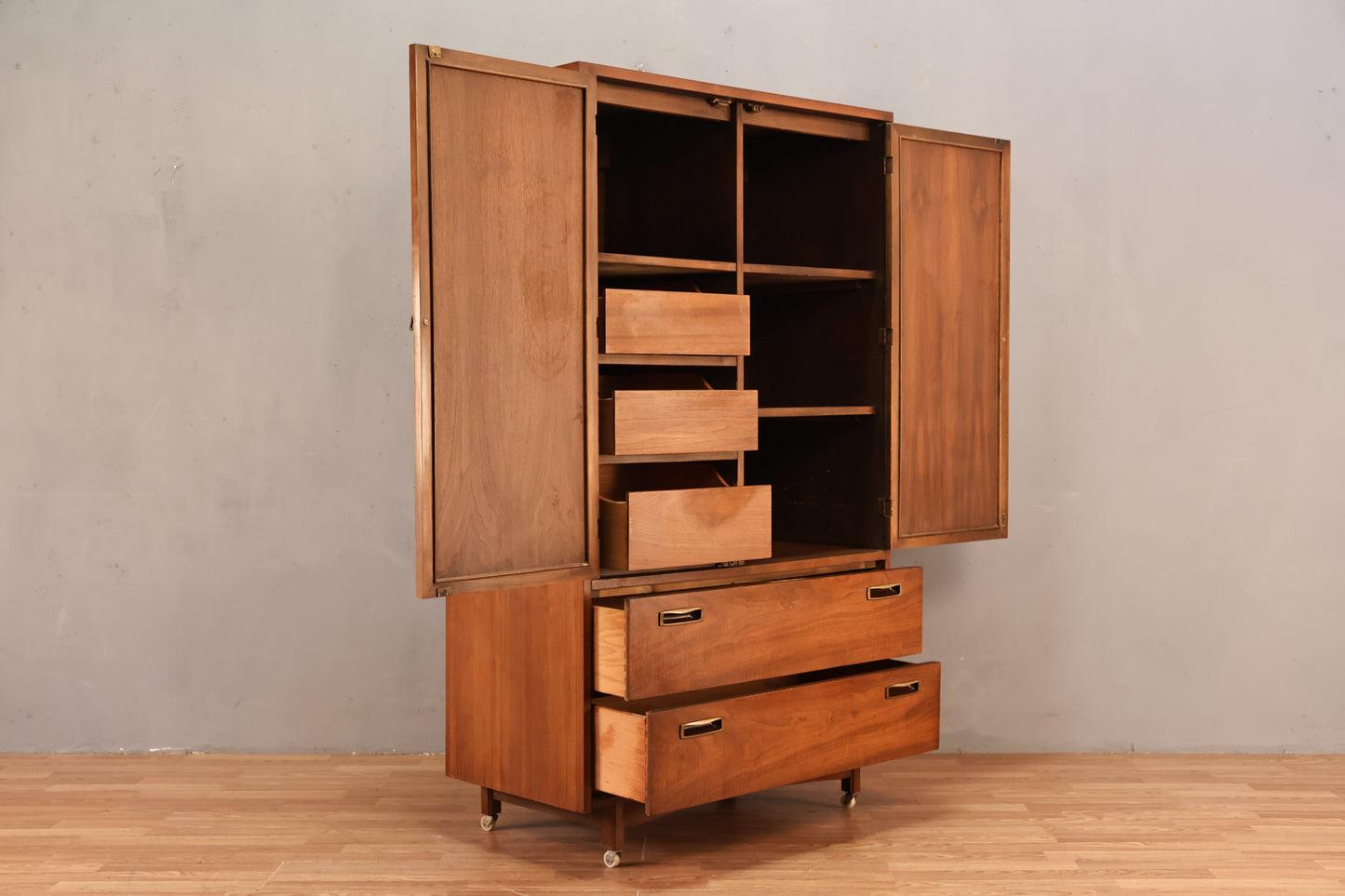 Mid Century Walnut & Laminate 5-Drawer Bachelor's Chest