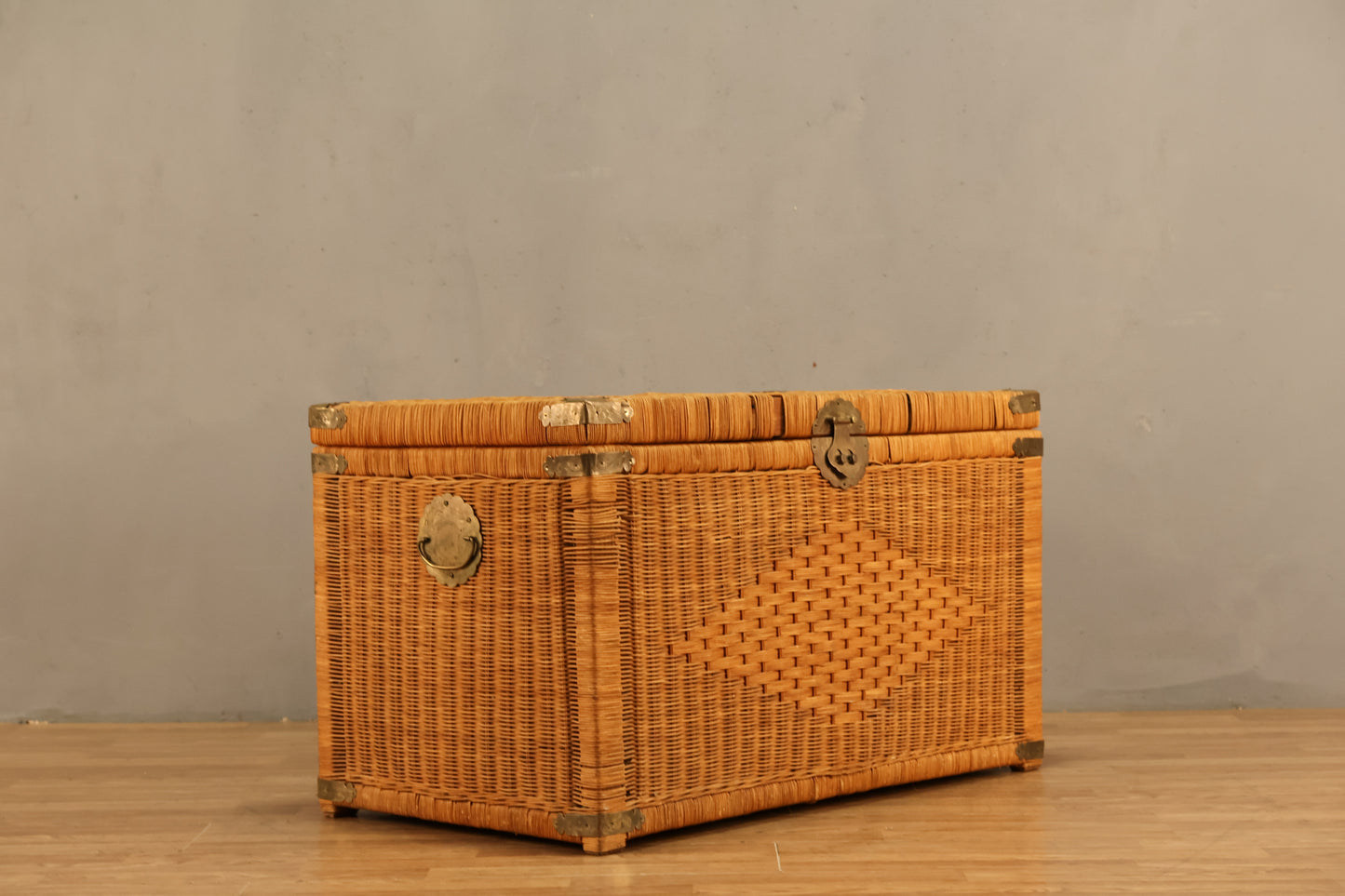 Country Wicker & Brass Chest