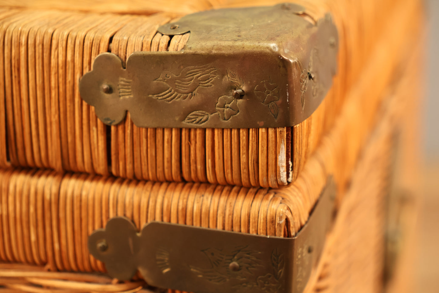 Country Wicker & Brass Chest