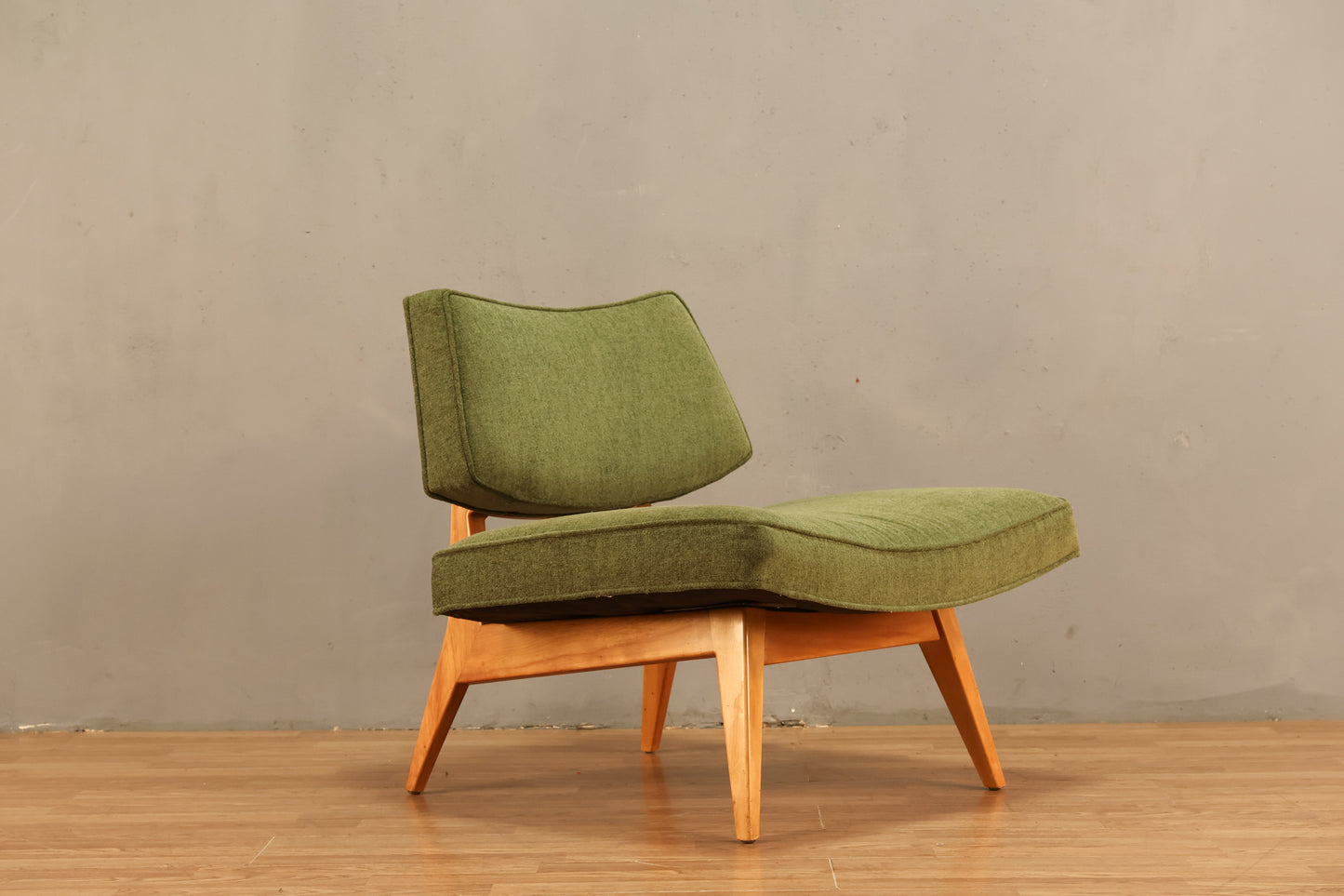 Jens Risom Danish Blonde & Chartreuse Slipper Chair