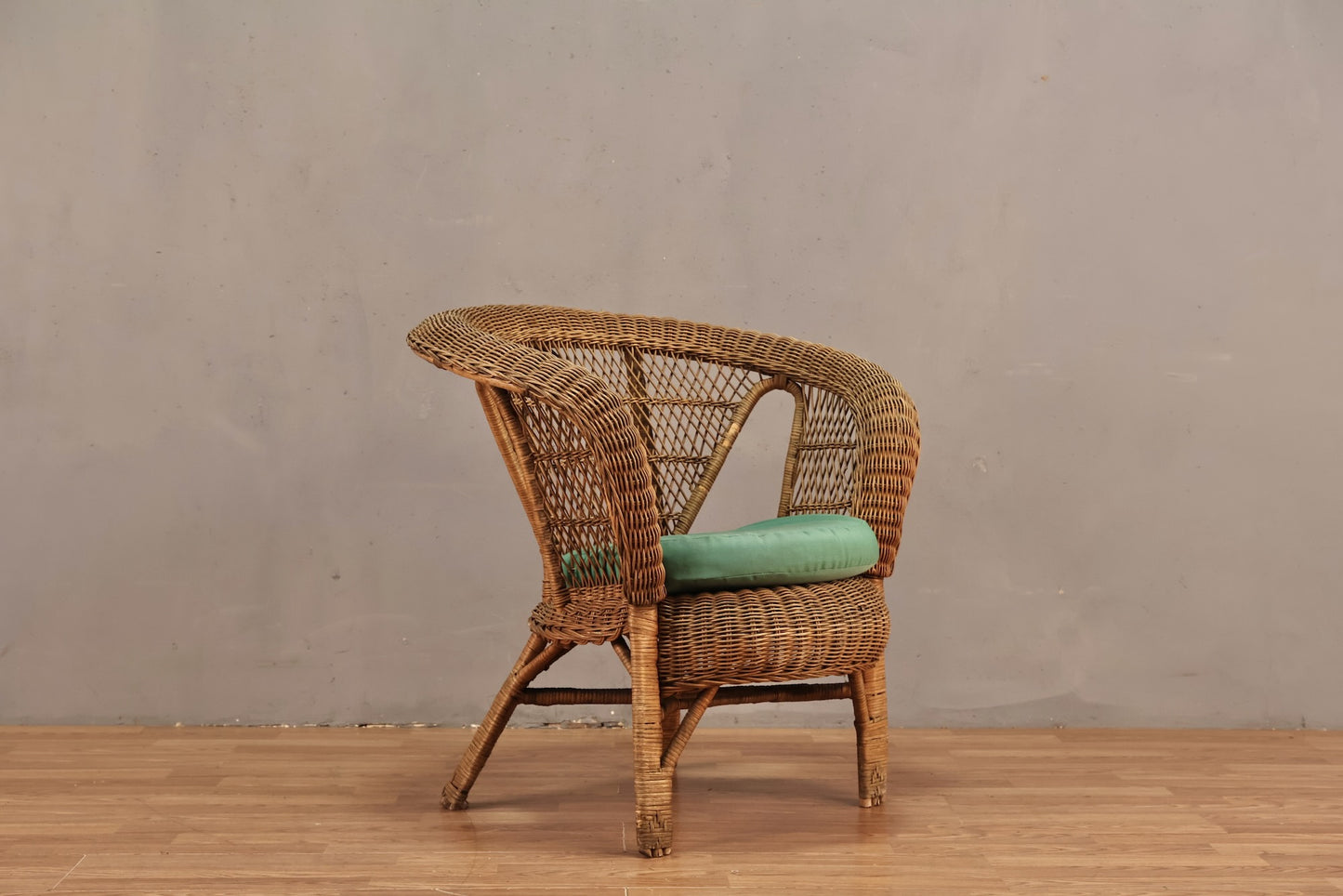 Victorian-Style Wicker & Green Armchair - Online Only