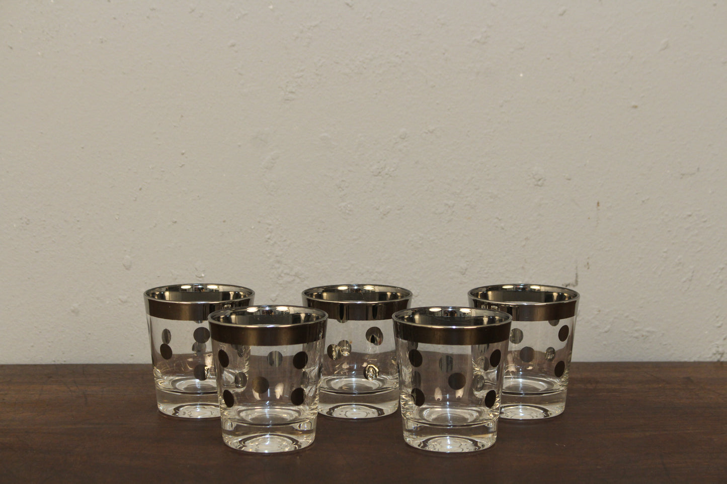 Set of 5 Silver Polka Dot Glasses