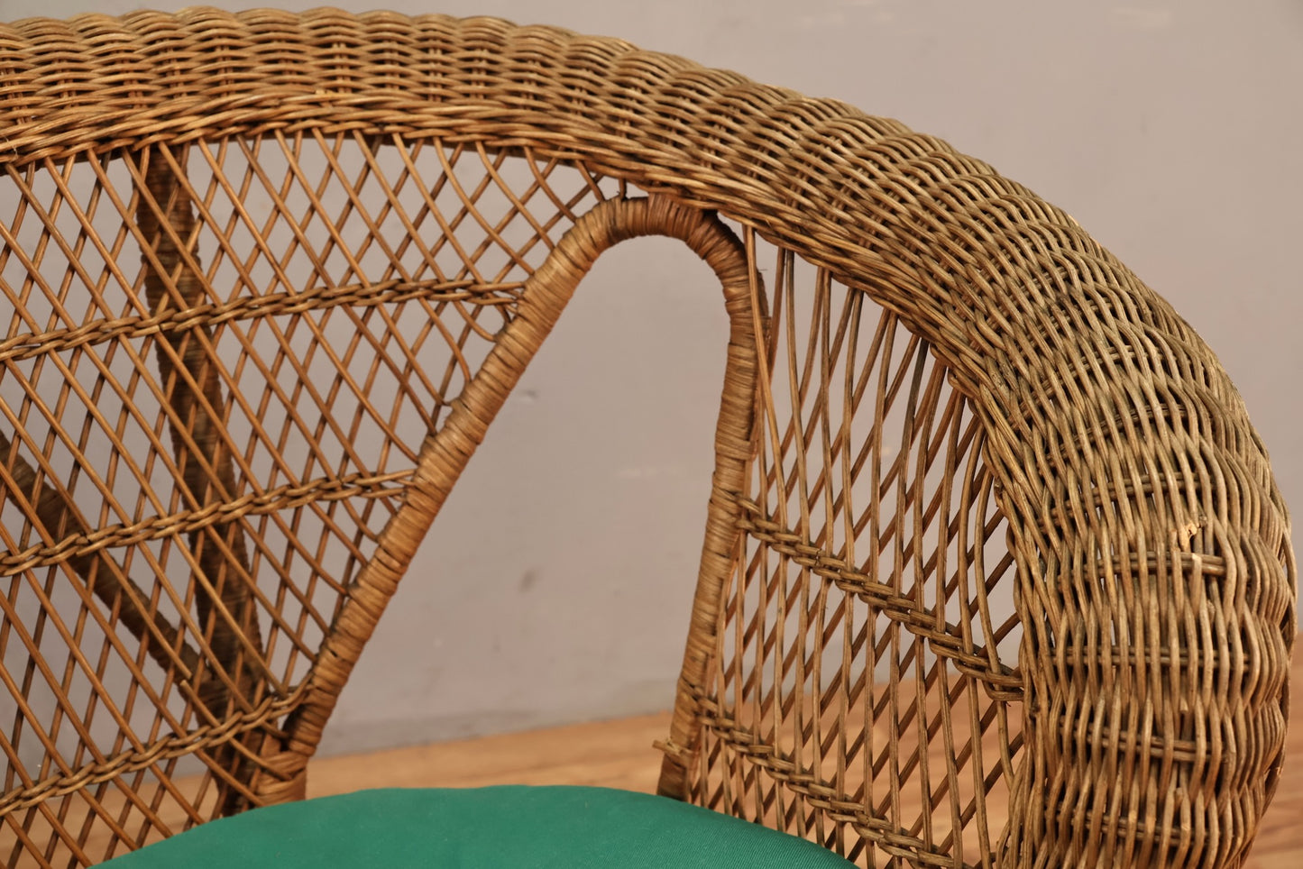 Victorian-Style Wicker & Green Loveseat - Online Only