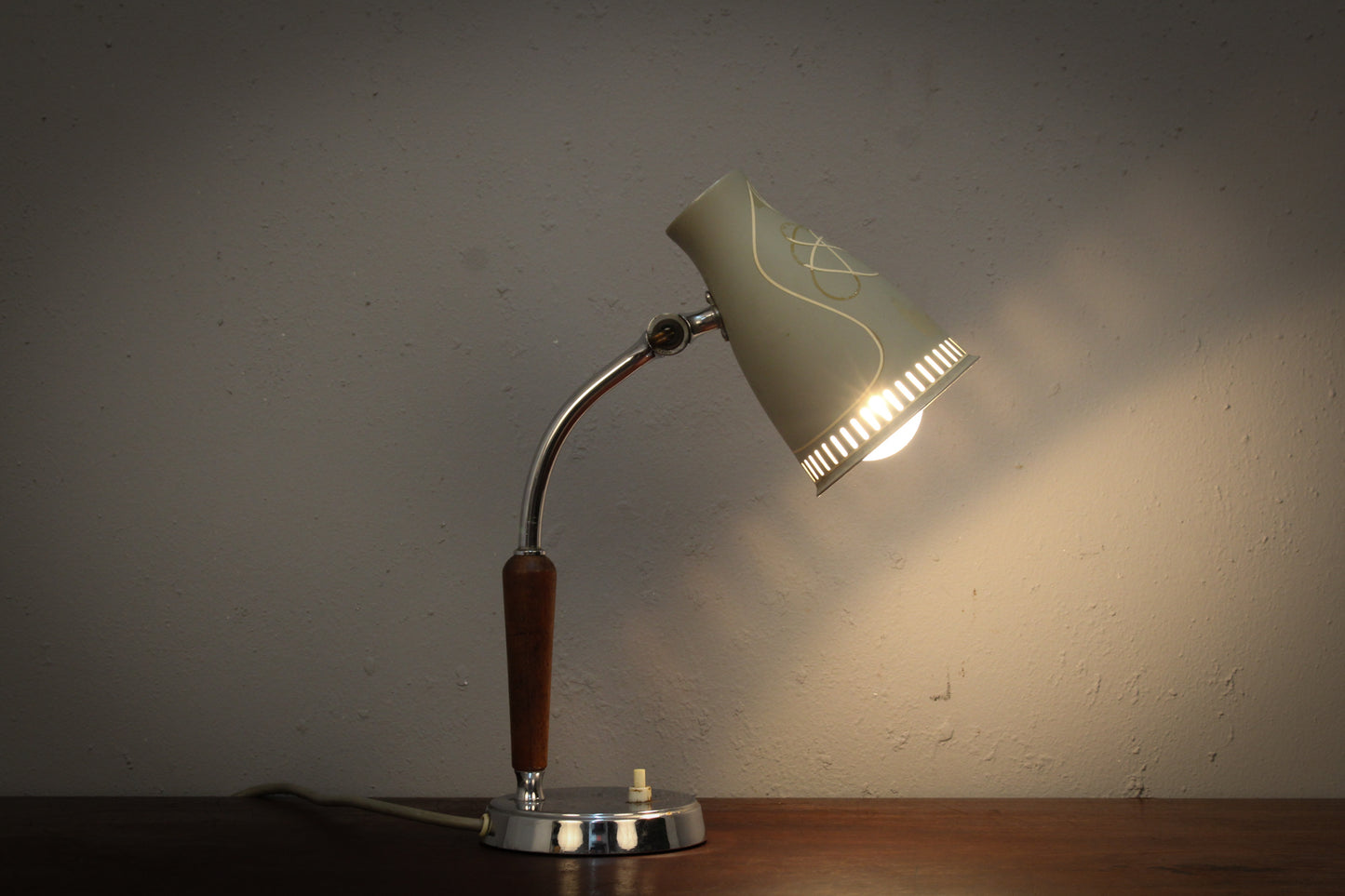 Atomic Walnut & Metal Table Lamp