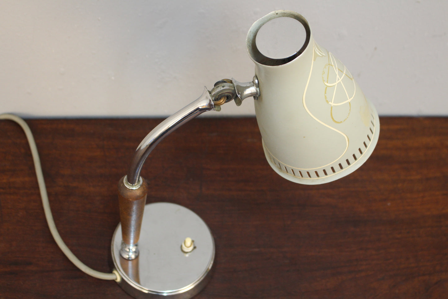 Atomic Walnut & Metal Table Lamp